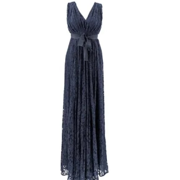 NWT CH by Carolina Herrera navy lace maxi dress - Picture 3 of 14